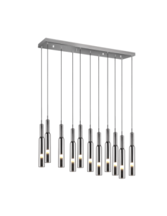 Trio Lucent – Suspension élégante 11xLED, abat-jours en verre chromé, ambiance moderne et lumineuse