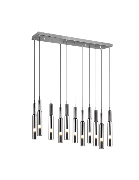 Trio Lucent – Suspension élégante 11xLED, abat-jours en verre chromé, ambiance moderne et lumineuse