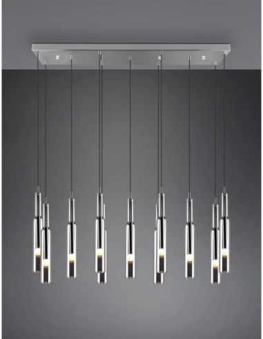 Trio Lucent – Suspension décorative 11xLED, métal chromé, lumière personnalisable, style contemporain
