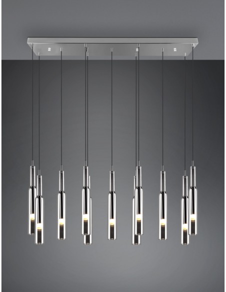 Trio Lucent – Suspension décorative 11xLED, métal chromé, lumière personnalisable, style contemporain