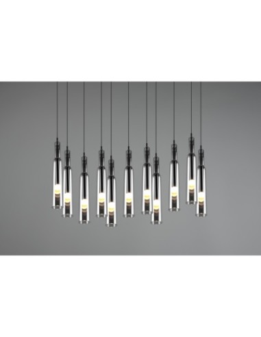 Suspension 11xLED, chrome et verre chromé – Trio Select - Lucent