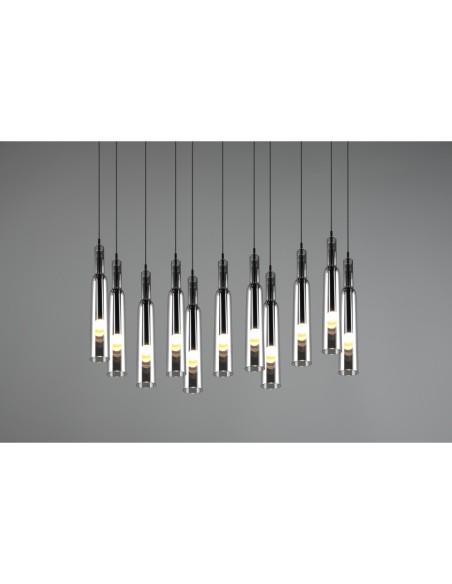 Suspension 11xLED, chrome et verre chromé – Trio Select - Lucent