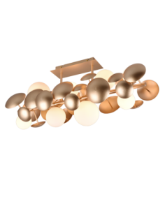 Trio Bubble – Plafonnier 8xG9 LED, design unique avec verre blanc et métal doré, lumière économe
