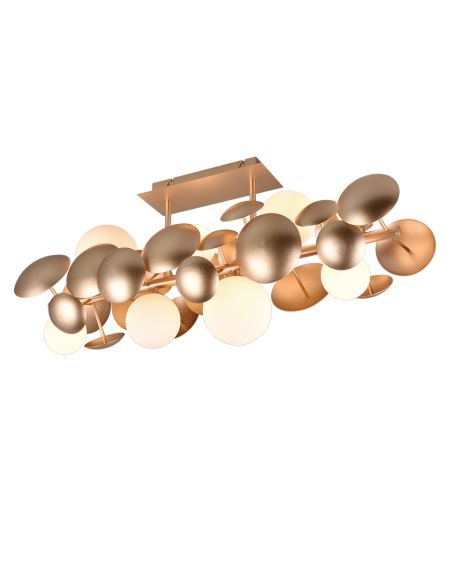 Trio Bubble – Plafonnier 8xG9 LED, design unique avec verre blanc et métal doré, lumière économe