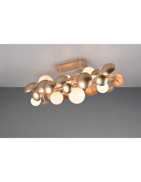 Trio Bubble – Plafonnier élégant LED 8xG9, effet lumineux impressionnant, blanc et doré