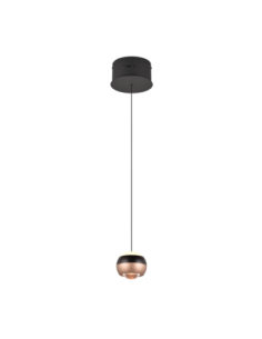 Trio Orbit – Suspension élégante 8W LED, design sphérique, noir mat et café, lumière ajustable