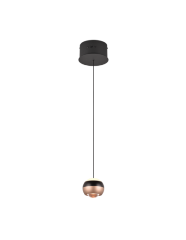 Trio Orbit – Suspension élégante 8W LED, design sphérique, noir mat et café, lumière ajustable