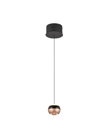 Trio Orbit – Suspension élégante 8W LED, design sphérique, noir mat et café, lumière ajustable