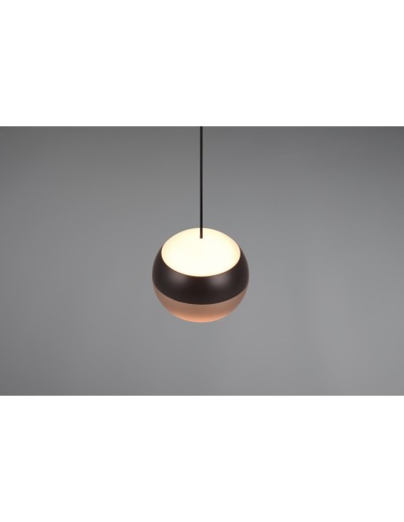 Trio Orbit – Suspension avec source lumineuse LED, design sphérique, noir mat et café, éclairage performant