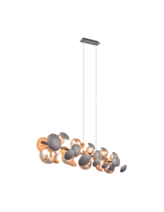 Trio Bubble – Suspension moderne 10xG9, métal anthracite, verre ambré, effet lumineux impressionnant