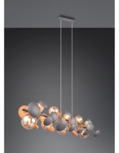 Trio Bubble – Suspension moderne 10xG9, métal anthracite, verre ambré, effet lumineux impressionnant 2