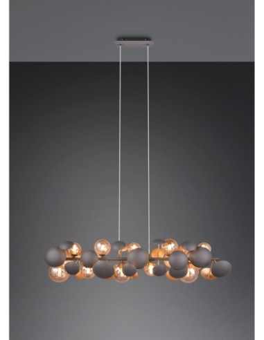 Trio Bubble – Suspension élégante 10xG9, verre ambré, métal anthracite, économie d’énergie LED