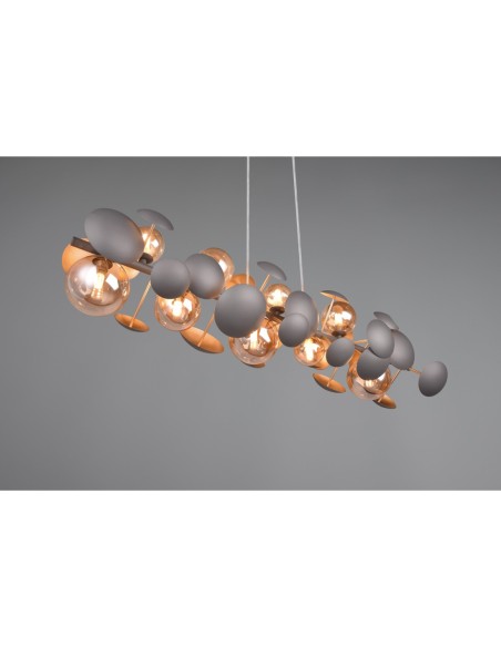 Suspension 10xG9, max. 10W, verre ambré et métal anthracite, 100cm – Trio Select - Bubble