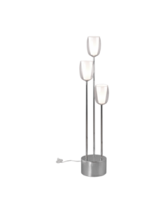 Trio Barret – Lampadaire élégant 3xE14, verre transparent, chrome, lumière douce et décorative