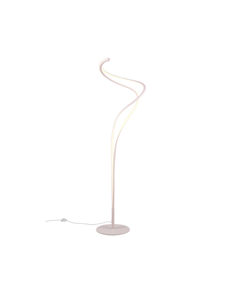 Trio Nala – Lampadaire LED design incurvé 46W, blanc mat, 5500lm, variateur tactile, lumière multitempérature