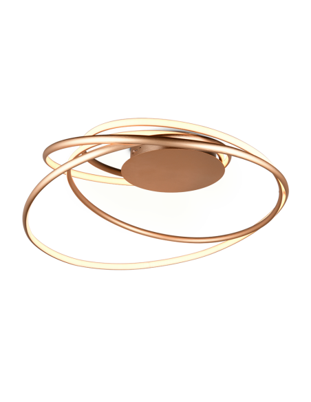 Trio Nala – Plafonnier LED 57W, design incurvé doré, 6800lm, variateur intégré, lumière multitempérature