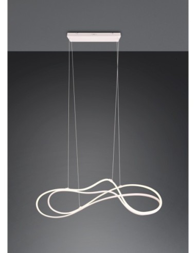 Trio Nala – Suspension moderne LED 57W, 6800lm, design incurvé blanc mat, éclairage économe en énergie