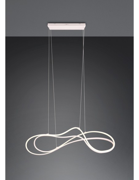 Trio Nala – Suspension moderne LED 57W, 6800lm, design incurvé blanc mat, éclairage économe en énergie