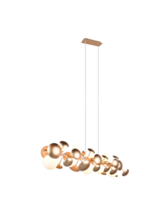 Trio Bubble – Suspension 10xG9, max. 10W, design unique en métal doré et verre blanc