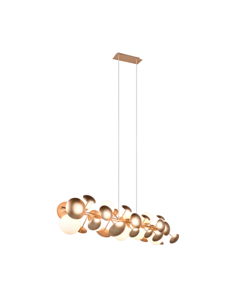 Trio Bubble – Suspension 10xG9, max. 10W, design unique en métal doré et verre blanc