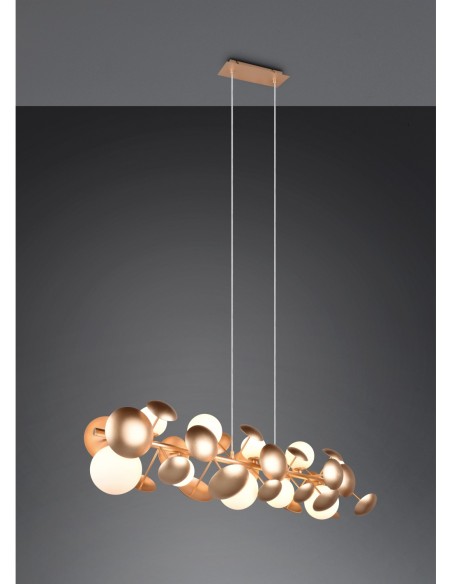 Trio Bubble – Lampe suspendue 10xG9, max. 10W, métal doré et verre blanc, effet lumineux exceptionnel