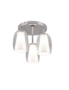 Trio Barret – Plafonnier design 3xE14, max. 10W, verre transparent et blanc, chrome élégant