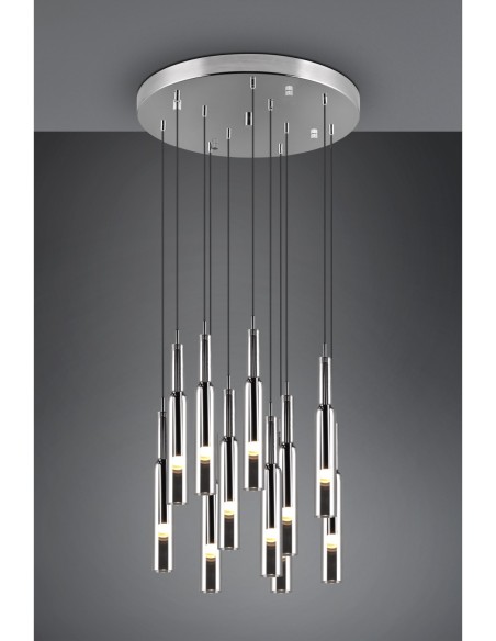 Trio Lucent – Suspension moderne LED, 11 x 280lm, 2,8W, dimmable et multitempérature, chrome brillant