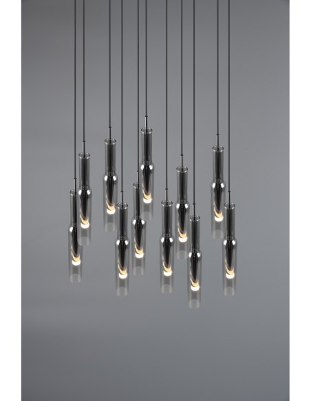 Suspension LED intégrée 11x2,8W, chrome, réglable en hauteur – Trio Select - Lucent