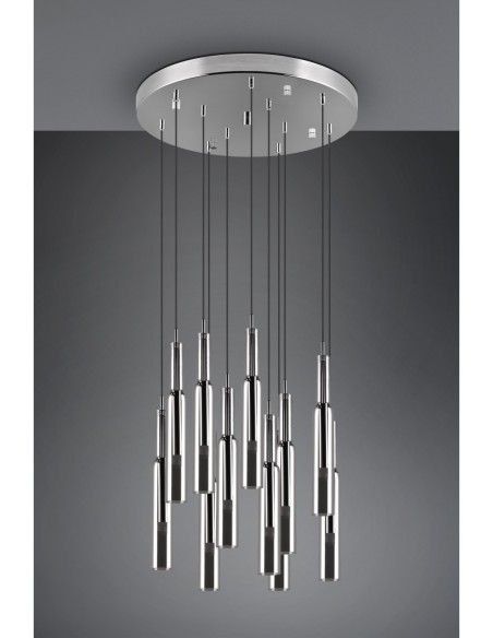 Suspension LED intégrée 11x2,8W, chrome, réglable en hauteur – Trio Select - Lucent