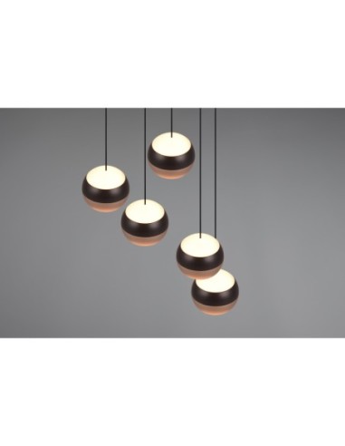 Trio Orbit – Lampe suspendue LED, 5 x 960lm, 2300-4000K, ajustable en hauteur et couleur, métal noir mat