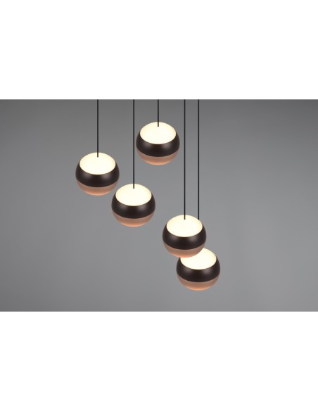 Trio Orbit – Lampe suspendue LED, 5 x 960lm, 2300-4000K, ajustable en hauteur et couleur, métal noir mat