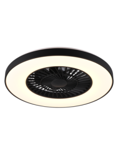 Plafonnier ventilateur HALMSTAD LED noir mat et blanc 58 cm