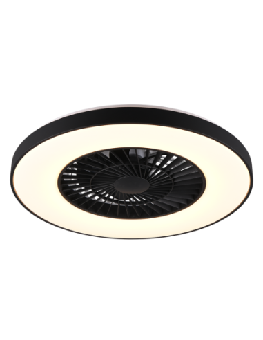 Plafonnier ventilateur HALMSTAD LED noir mat et blanc 58 cm