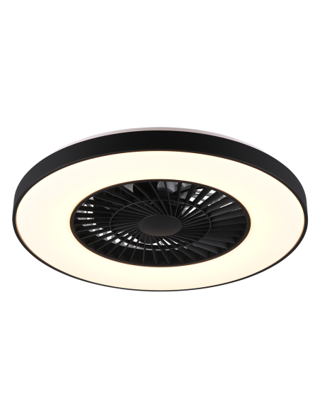 Plafonnier ventilateur HALMSTAD LED noir mat et blanc 58 cm