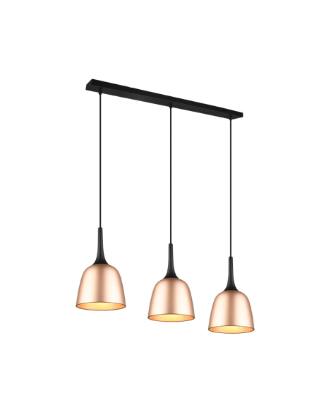 Trio Chiron – Suspension LED 3xE27, max. 40W, aluminium, laiton mat