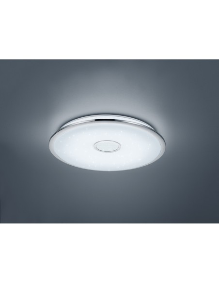 Plafonnier LED 91,5W chromé effet étoilé dimmable télécommande - Trio - Osaka