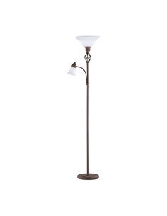Trio Rustica – Lampadaire E27 max. 100W, style maison de campagne, verre mat blanc, hauteur 180 cm, finition rouille