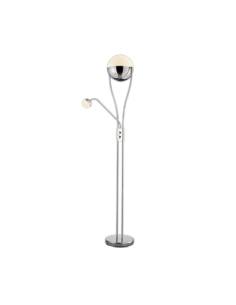 Trio Chris – Lampadaire LED 18W, 2000lm, 3000K, bras de lecture flexible, design chromé élégant