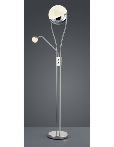 Trio Chris – Lampadaire LED 18W, 2000lm, 3000K, métal chromé, lecture confortable et déco stylée