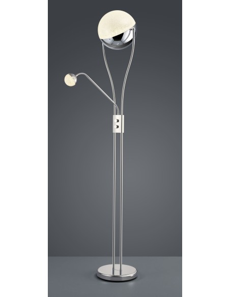 Trio Chris – Lampadaire LED 18W, 2000lm, 3000K, métal chromé, lecture confortable et déco stylée
