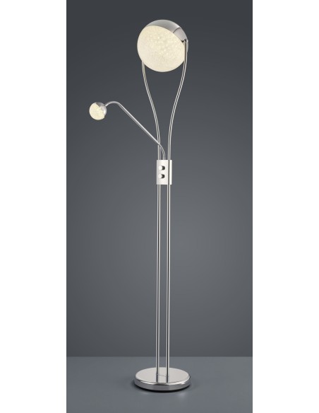 Lampadaire LED 18W chrome avec liseuse flexible 3000K 2000lm - Trio - Chris