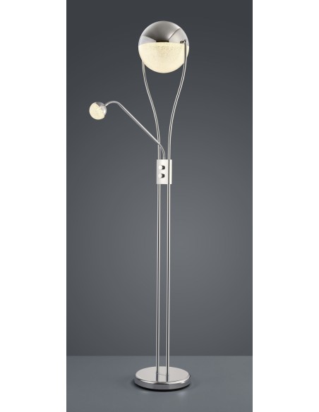 Lampadaire LED 18W chrome avec liseuse flexible 3000K 2000lm - Trio - Chris