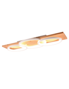 Trio Barca – Plafonnier LED 40W, 4700lm, 3000K, bois naturel, design moderne et élégant, variateur SWITCH