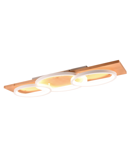 Trio Barca – Plafonnier LED 40W, 4700lm, 3000K, bois naturel, design moderne et élégant, variateur SWITCH