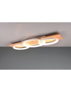 Trio Barca – Plafonnier LED 40W, 4700lm, 3000K, bois naturel, design moderne et élégant, variateur SWITCH 2