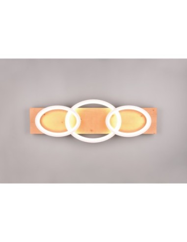 Trio Barca – Plafonnier LED 40W, 4700lm, 3000K, blanc mat et bois, réglage de luminosité, éclairage économique