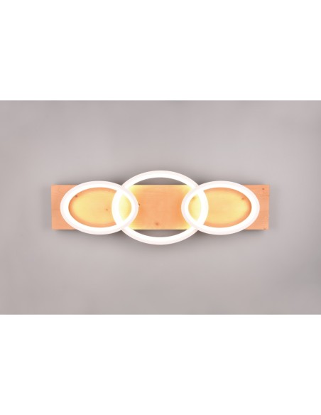 Trio Barca – Plafonnier LED 40W, 4700lm, 3000K, blanc mat et bois, réglage de luminosité, éclairage économique