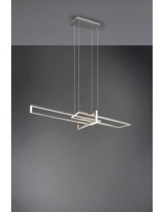 Trio Salinas – Suspension LED 34W, 4200lm, 3000K, nickel mat, design élégant, variateur SWITCH 2