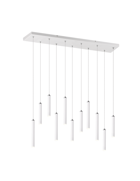 Trio Tubular – Suspension LED 11x2,8W, 350lm, 3000K, blanc mat, variateur SWITCH, design moderne et personnalisable