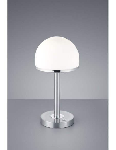 Trio Berlin – Lampe de table moderne, nickel mat et verre blanc, 450 lm